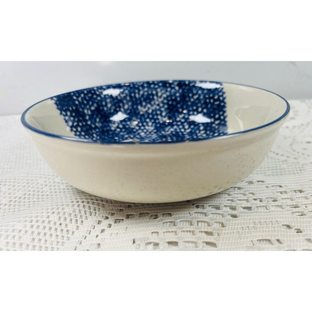 Thomson Pottery Snowman Bowls Winter Christmas Blue White Vintage Set of 4 - Picture 3 of 6